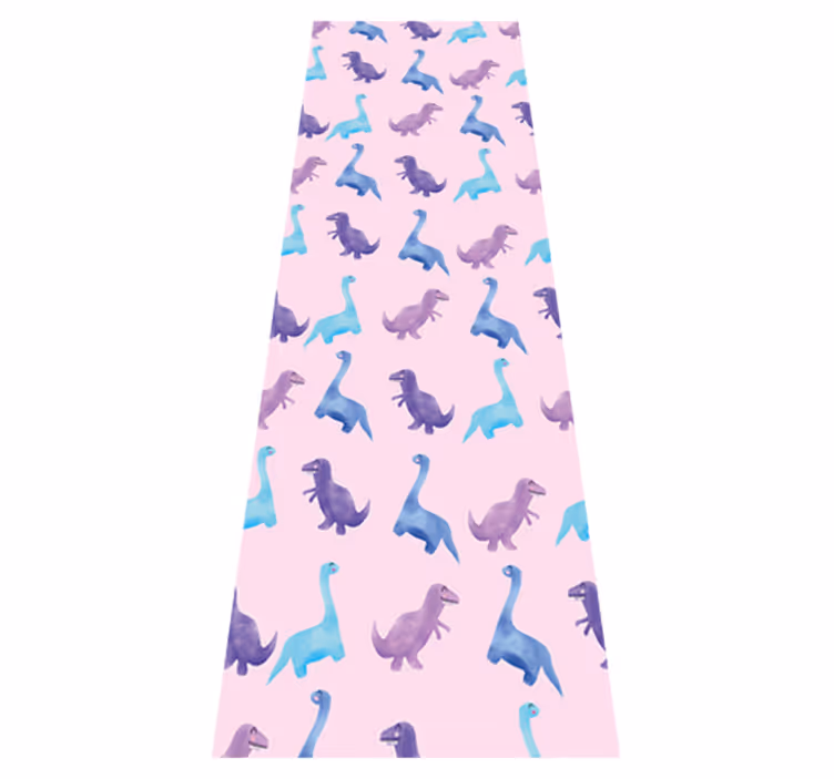 Vinylmatta sovrum rosa dinosaurer på bakgrund - Tenstickers