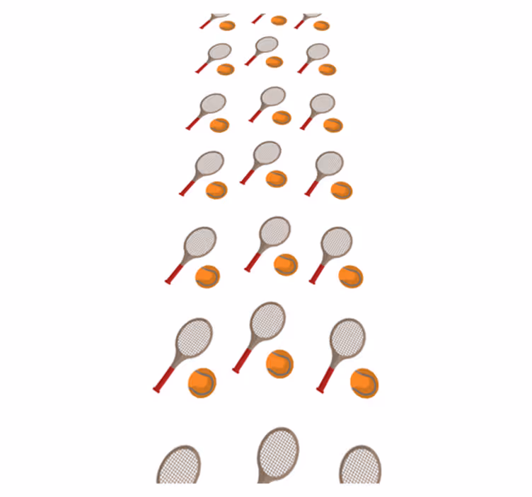 Vinylmatta sovrum racketar med orange tennisbollar - Tenstickers