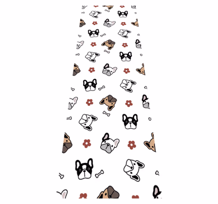 Vinylmatta sovrum blommor och franska bulldoggar - Tenstickers