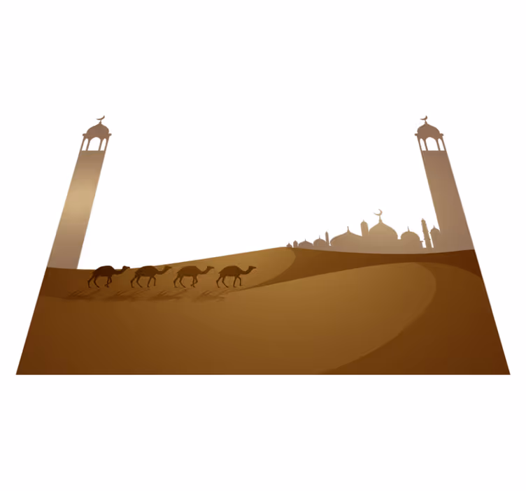 Vinylmatta sovrum islamisk moské och kameler - Tenstickers
