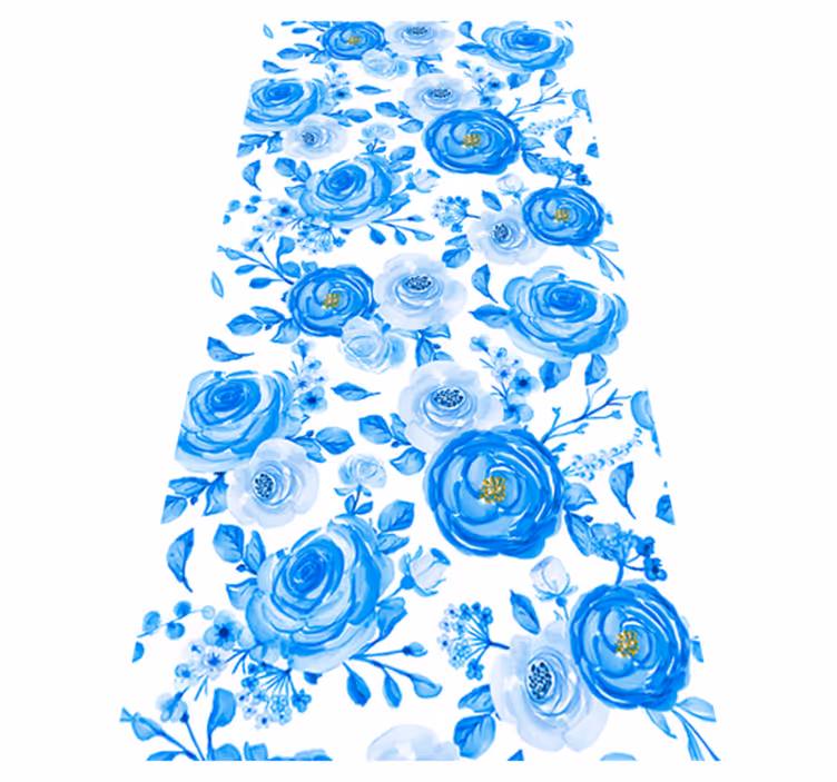 Vinylmatta scandinaviska nordisk stil blå klockor blommor - Tenstickers