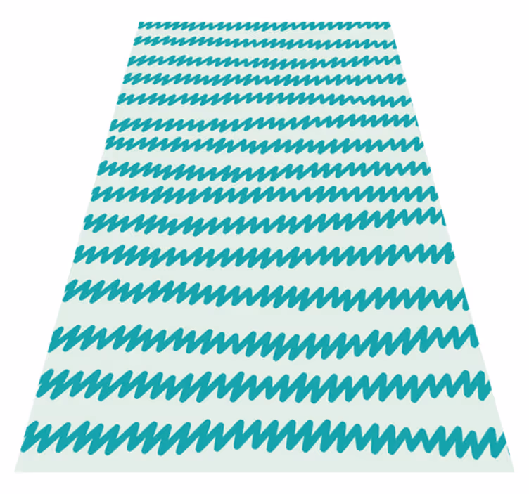 Vinylmatta scandinaviska aquamarin och vit zig zag - Tenstickers