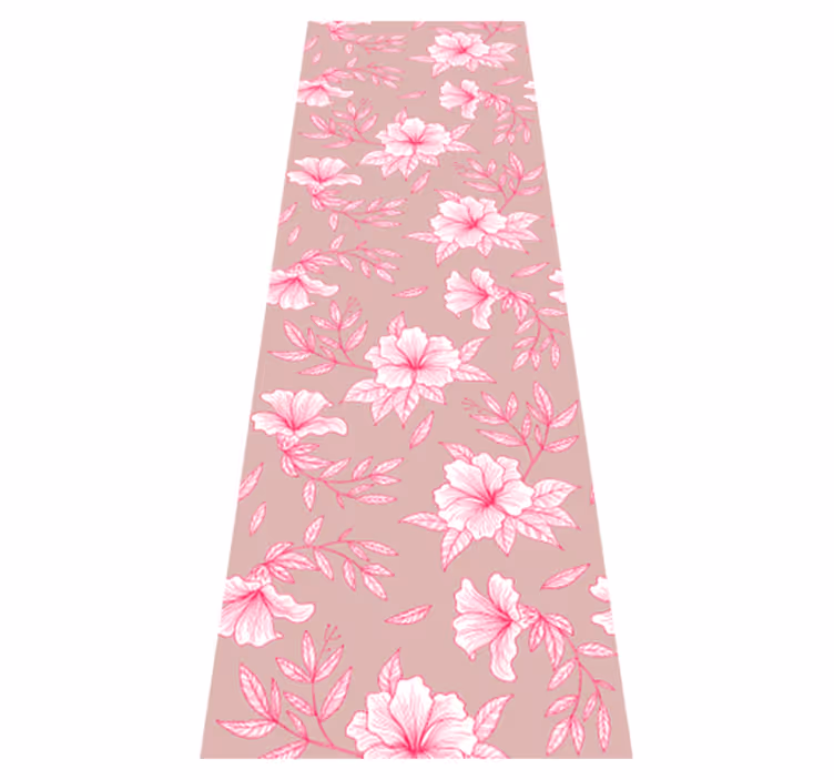 Vinylmatta natur neonrosa lotus - Tenstickers