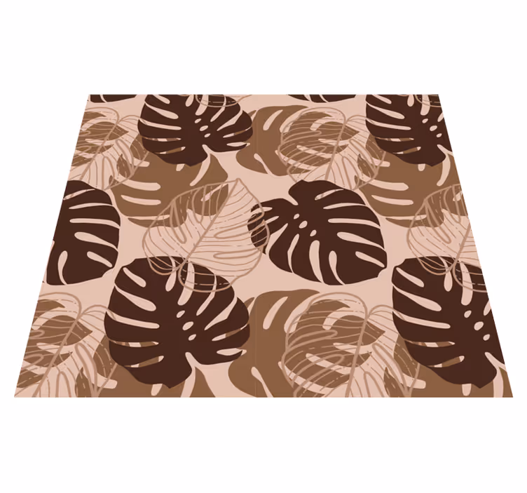Vinylmatta natur brun ton monstera deliciosa - Tenstickers
