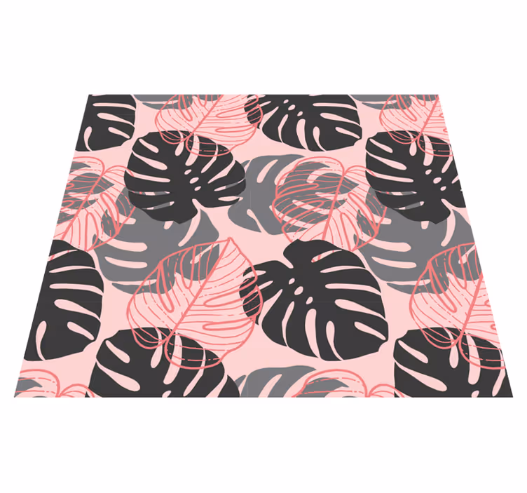 Vinylmatta natur rosa och grå monstrosa - Tenstickers