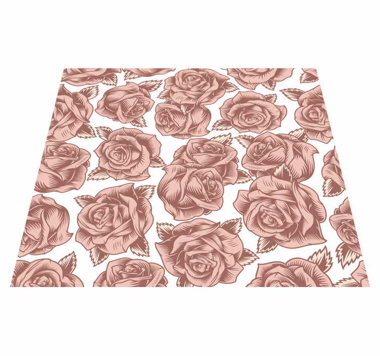 Vinylmatta natur retro rosor - Tenstickers