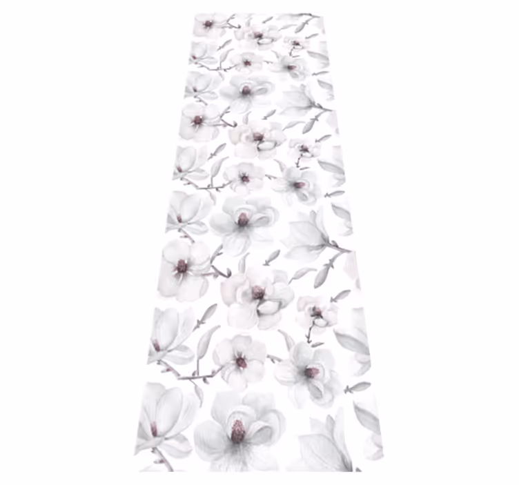 Vinylmatta natur med elegant gren och magnolia blommor - Tenstickers
