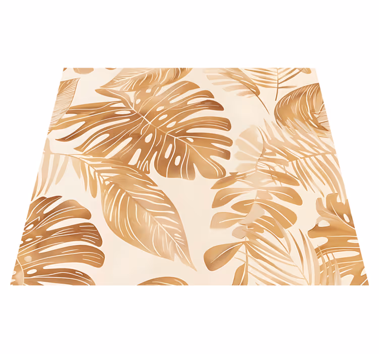 Vinylmatta natur beige stora bladmönster - Tenstickers