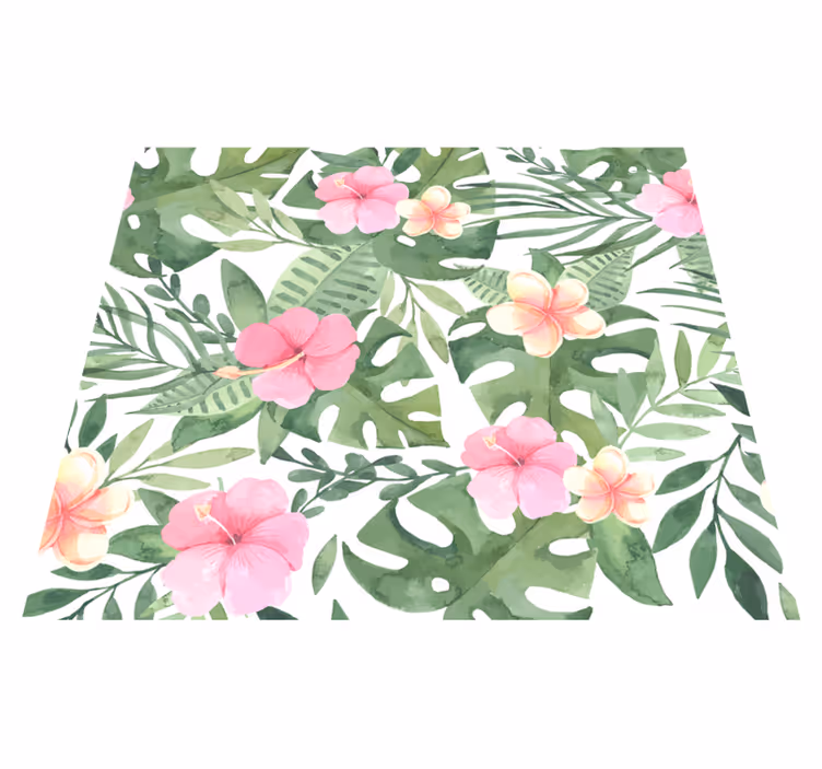 Vinylmatta natur med blommig tropiskt mönster - Tenstickers