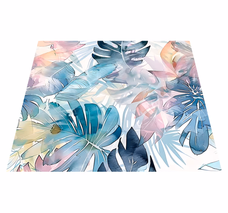 Vinylmatta natur stora ritade blad - Tenstickers