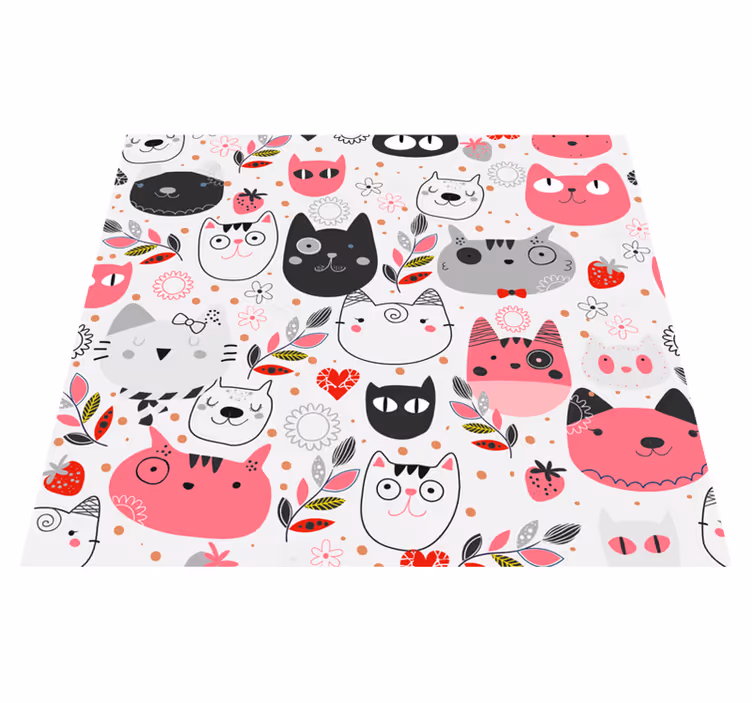 Vinylmatta djur med illustrerade katter - Tenstickers