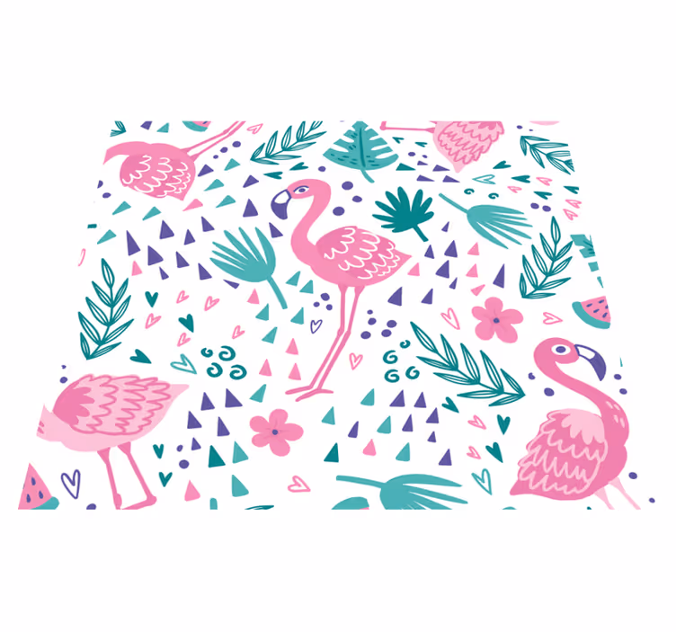 Vinylmatta djur med flamingomönster - Tenstickers