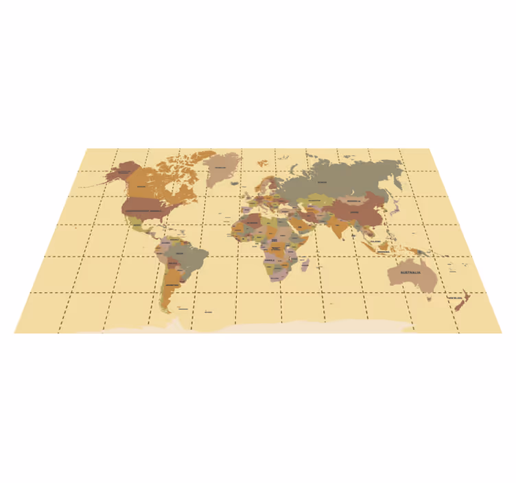 Vinylmatta världskarta beige vintage - Tenstickers