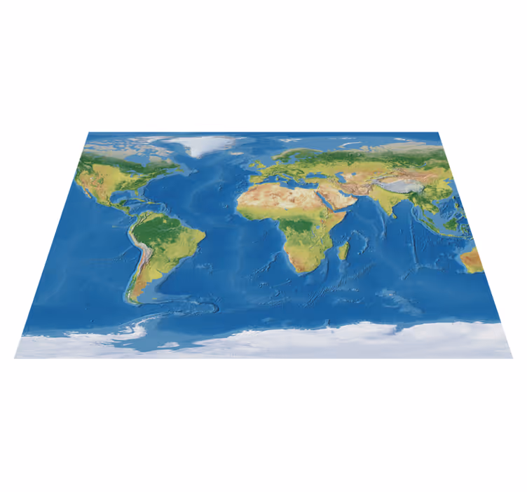 Vinylmatta världskarta geografisk realistisk världskarta - Tenstickers