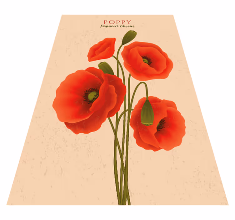 Vinylmatta blommor och växter med vallmo - Tenstickers