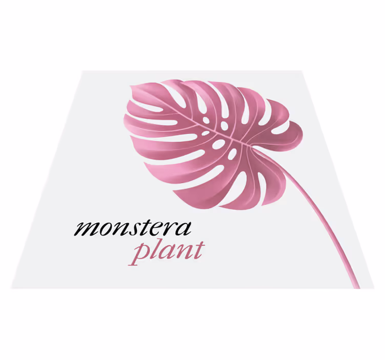 Vinylmattor med fraser pink minimalist monstera 5 - Tenstickers