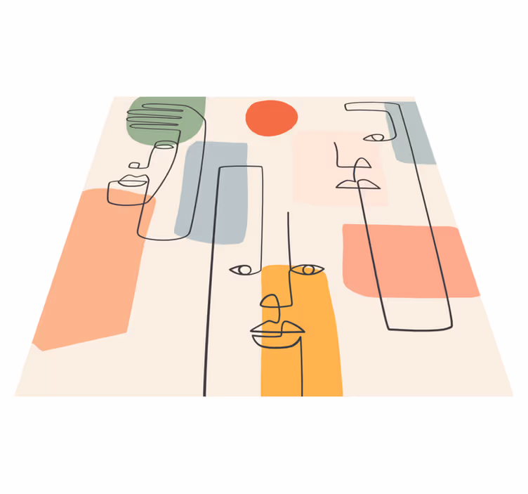 Vinylmatta geometrisk minimalistisk väggkonst med ansikten - Tenstickers