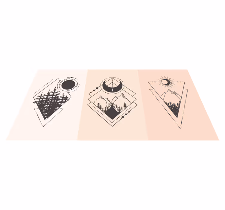 Vinylmatta geometrisk träd och måne - Tenstickers