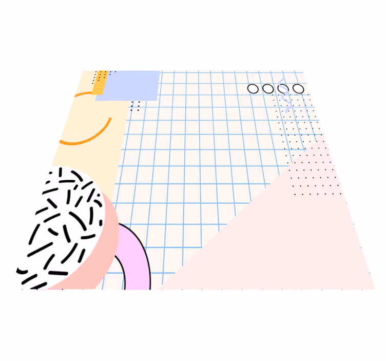 Vinylmatta geometrisk 80-tals abstrakta rutor med färg - Tenstickers