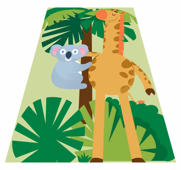Vinylmatta barn koalor som kramar en giraff - Tenstickers
