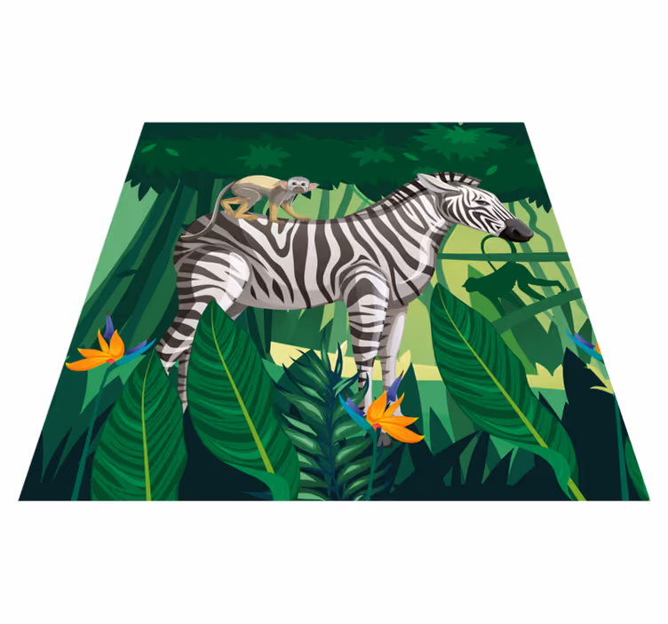 Vinylmatta barn giraff zebra och apa tillsammans 4 - Tenstickers