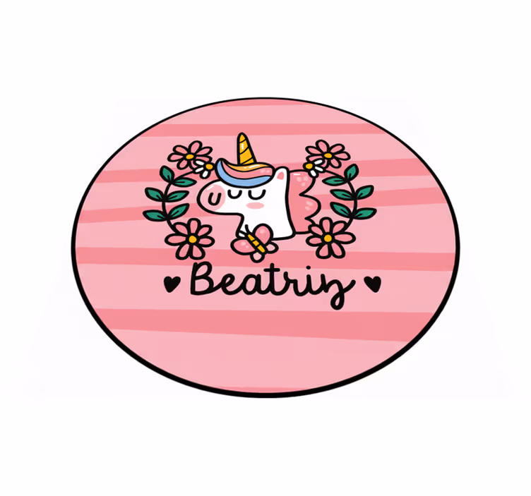 Vinylmatta barn söt blommig enhörning - Tenstickers