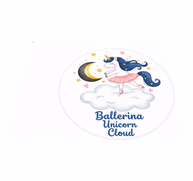 Vinylmatta barn ballerina enhörning på moln - Tenstickers