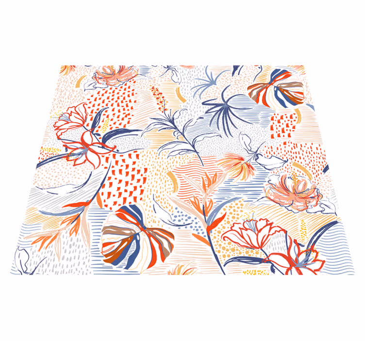Ornamental och blommönster vinylmatta vardagsrum - Tenstickers