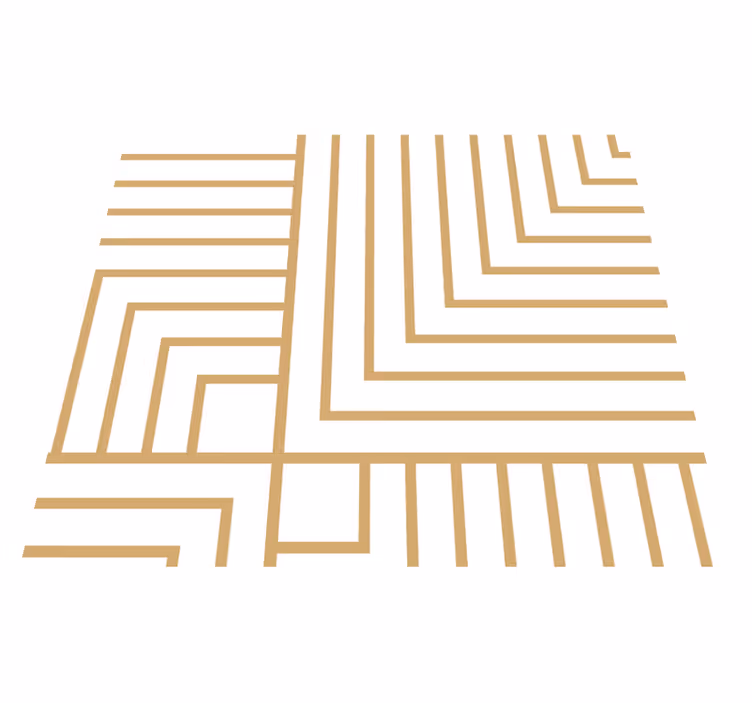 Vinylmatta vardagsrum vit och guld geometri - Tenstickers