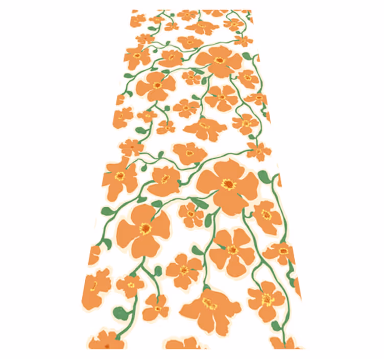 Vinylmatta vardagsrum gröna orange prästkragar - Tenstickers
