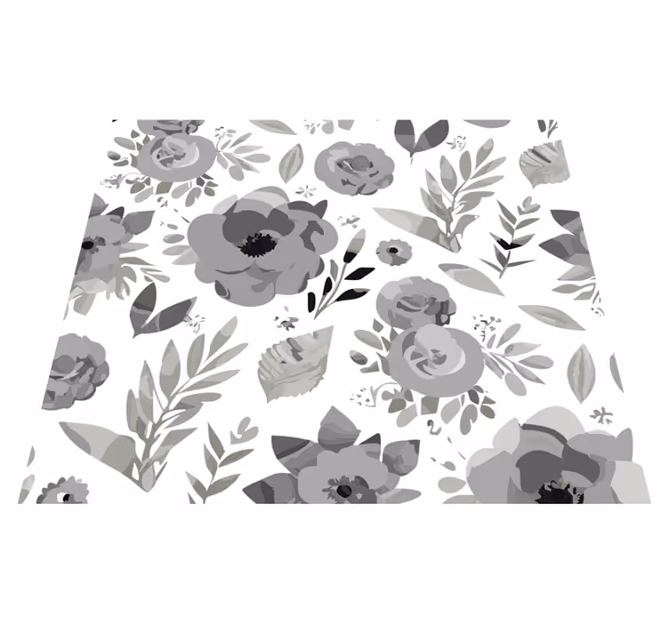 Vinylmatta grå aquarella blommor - Tenstickers