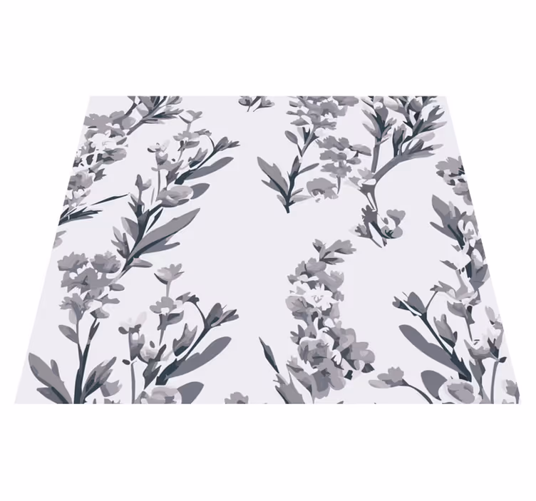 Vinylmatta grå med blommönster - Tenstickers