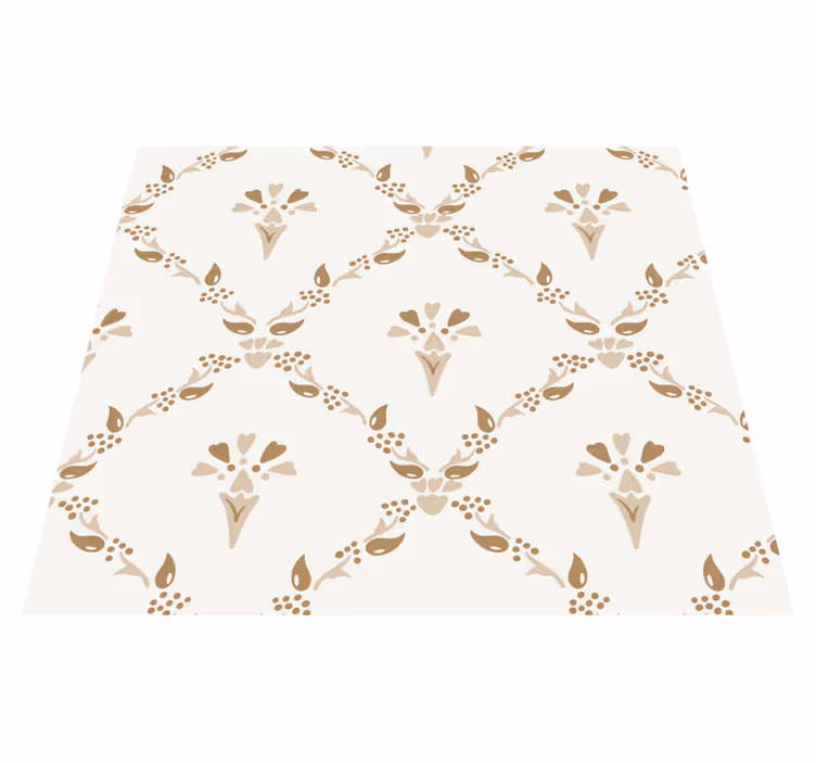 Vinylmatta beige hexagonalt blommönster - Tenstickers