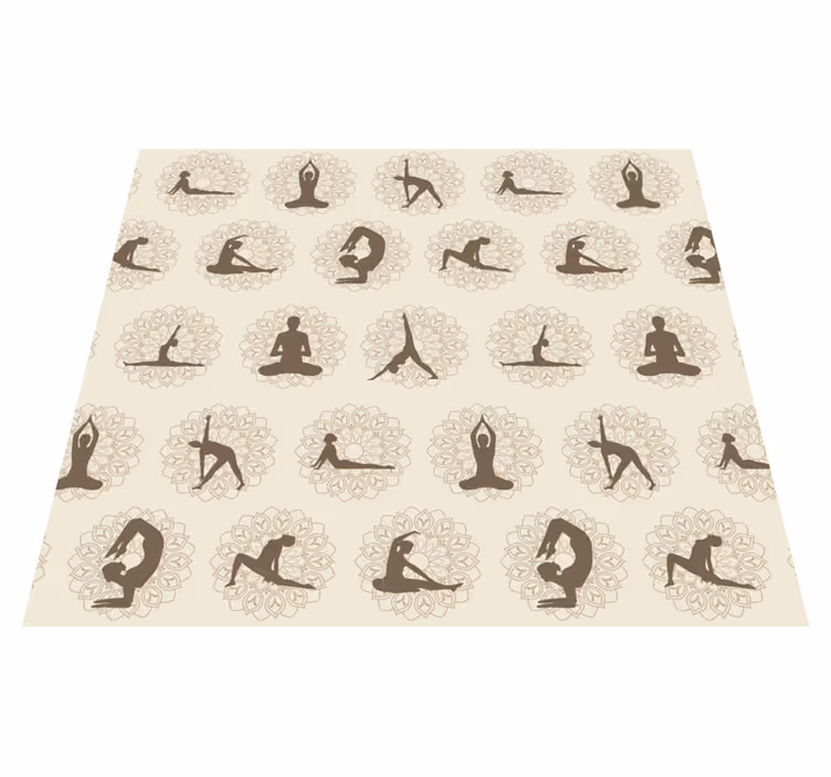 Vinylmatta beige bruna yogasymboler - Tenstickers