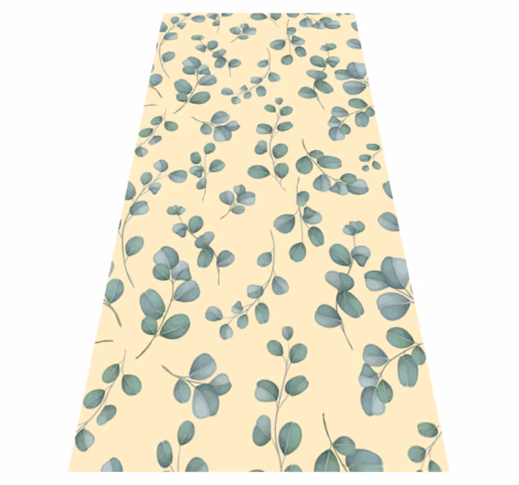 Vinylmatta beige eucalyptusbladmönster - Tenstickers