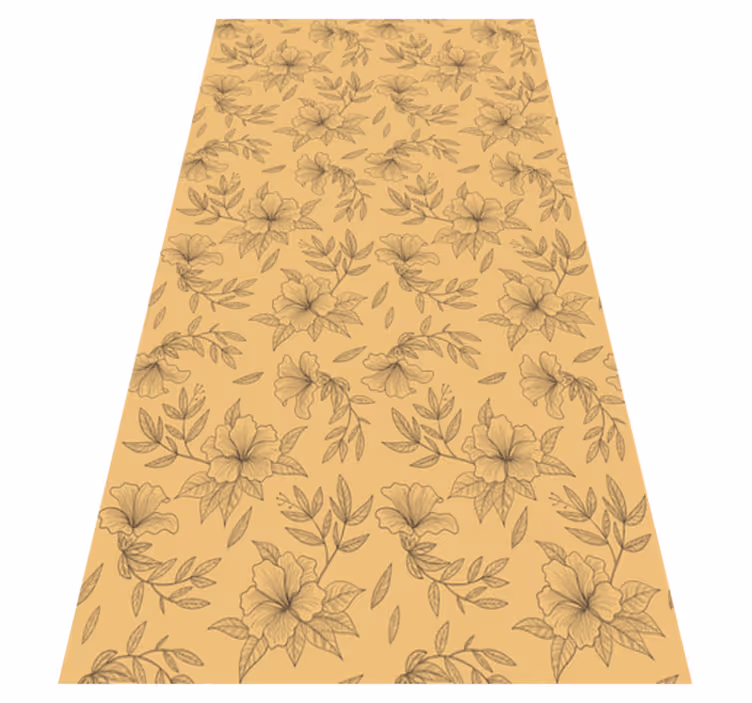 Vinylmatta beige vackra silhuettblommor - Tenstickers