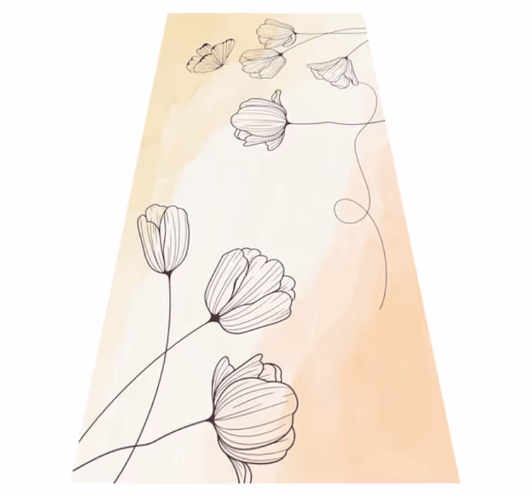 Stora blommor vinylmatta beige - Tenstickers