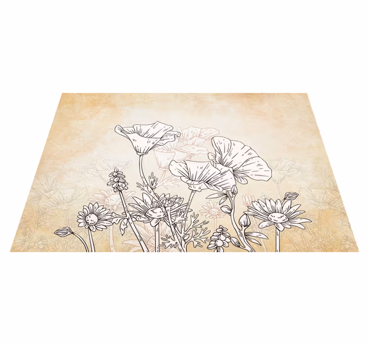 Vinylmatta beige vintage äng - Tenstickers