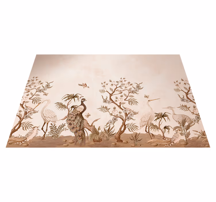 Vinylmatta beige vintage fauna - Tenstickers