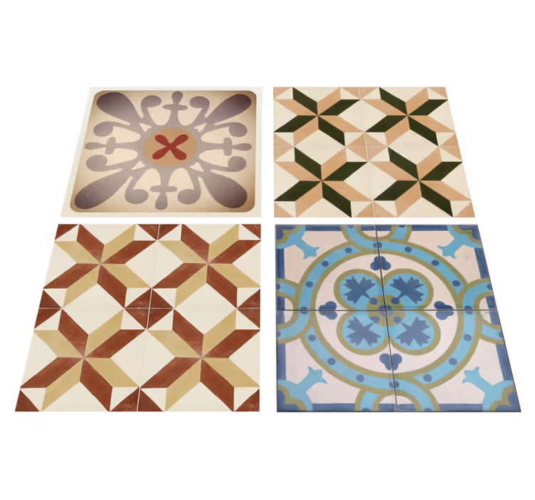 Vinylmatta beige dekorativ mosaik med flera mönster - Tenstickers