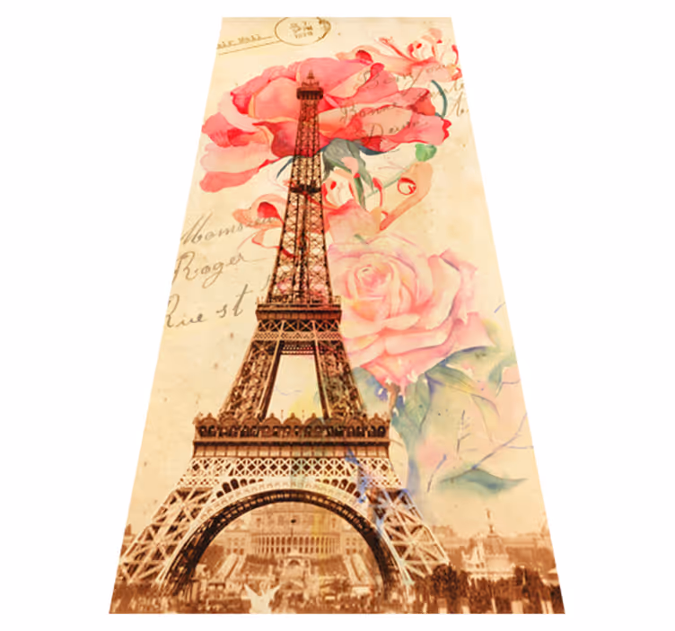 Vinylmatta beige retro stil paris - Tenstickers