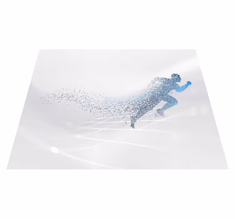 Running abstract vinylmatta vit - Tenstickers