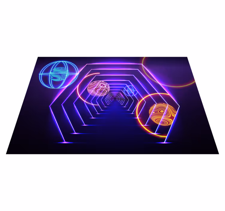 Vinylmatta lila neon hexagonal tunnelsyn - Tenstickers
