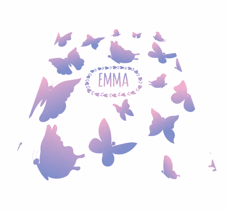 Vinylmatta lila lila och blå fjärilar med namn - Tenstickers