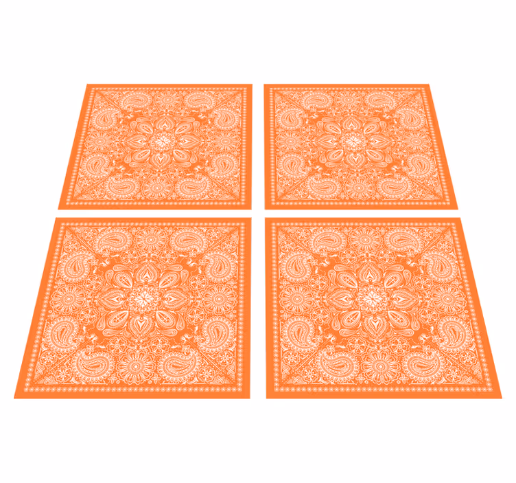 Vinylmatta orange paisleymönster - Tenstickers