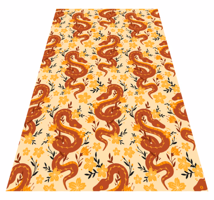 Vinylmatta orange orange orm med vilda blommor - Tenstickers