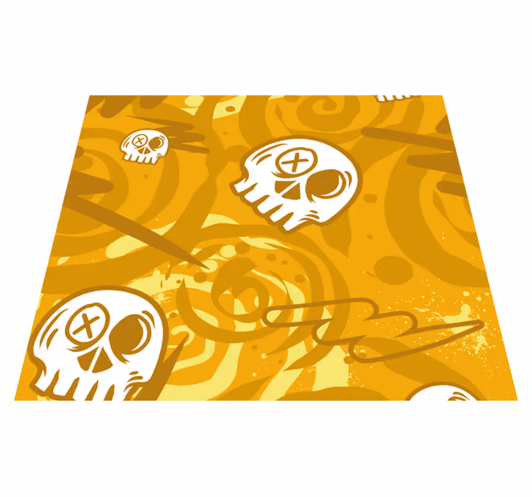 Vinylmatta orange graffiti med döskallar - Tenstickers