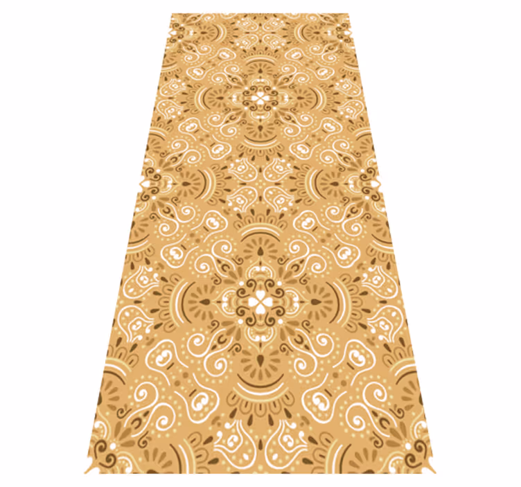 Vinylmatta orange vintage beige ornamentmönster - Tenstickers