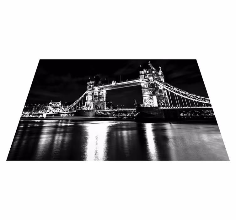 Vinylmatta svart london bridge natt - Tenstickers