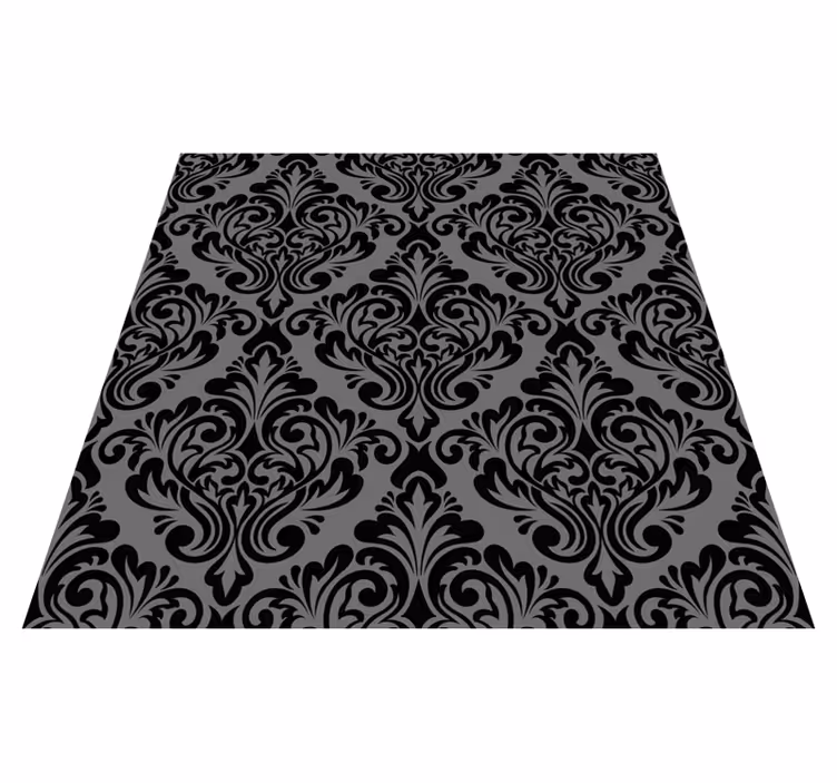 Vinylmatta svart vintage svart damask - Tenstickers